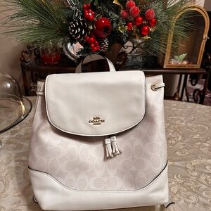 Coach Cream Backpack with Gold Accents